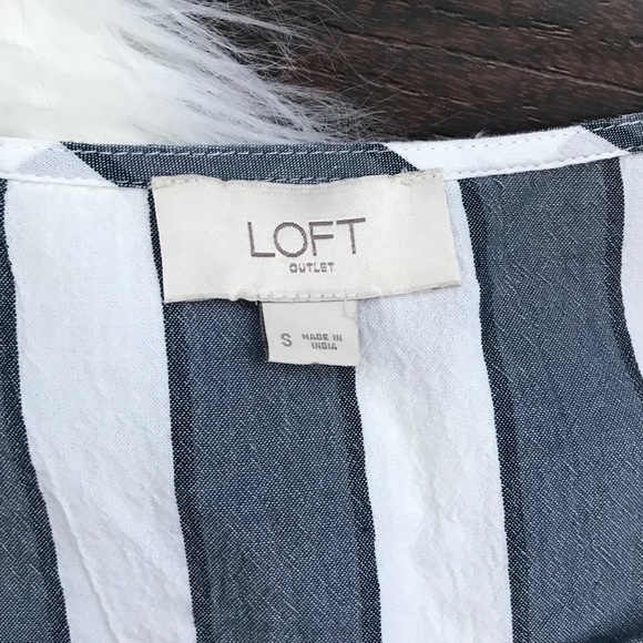 LOFT Striped Tank Top Split Neck Sz Small - Picture 4 of 6